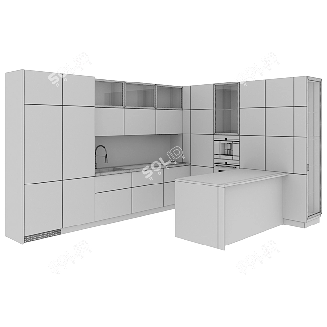 Minimalist Kitchen Design 3D model image 2