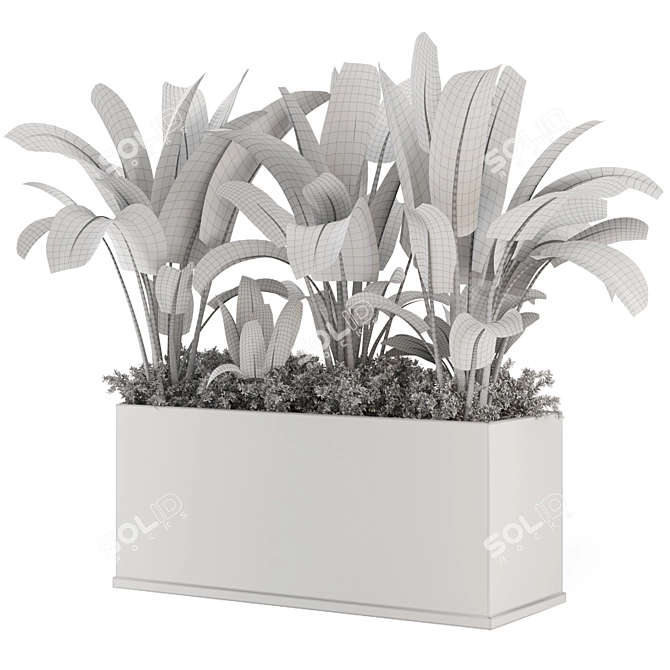 Concrete Pot Outdoor Plants Set 3D model image 7