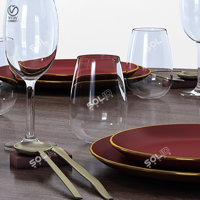 Elegant Table Setting Collection 3D model image 1