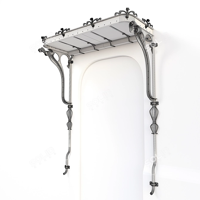 Art-Deco Wrought-Iron Canopy 3D model image 4