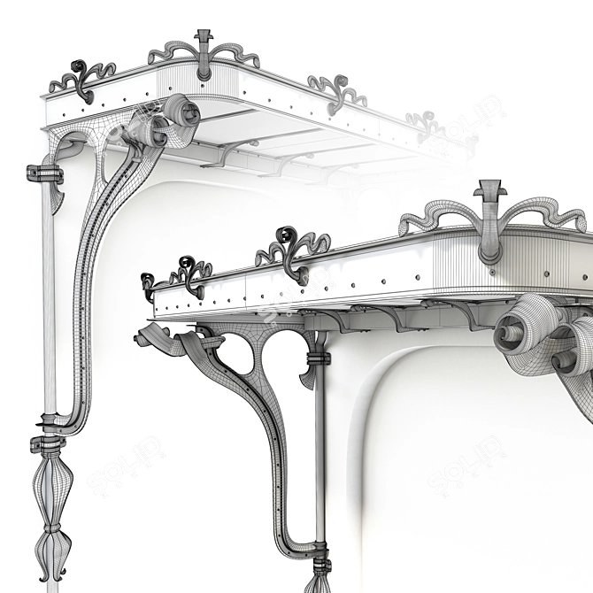 Art-Deco Wrought-Iron Canopy 3D model image 9