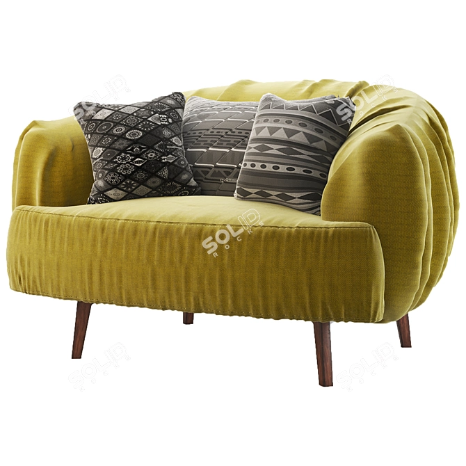 Elegant Fabric Armchair 3D model image 3