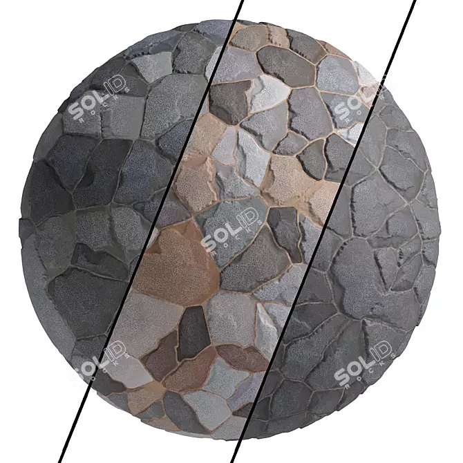 3 Color Stone Wall Materials - PBR, Sbsar, 4k 3D model image 4