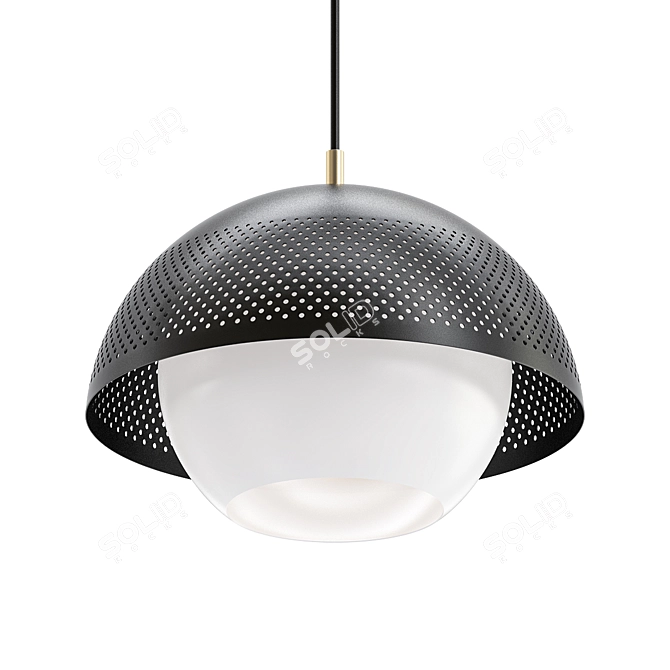 Maxim Perf Pendant Light: Black & Satin Nickel 3D model image 1