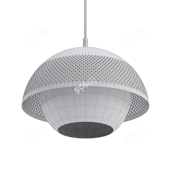 Maxim Perf Pendant Light: Black & Satin Nickel 3D model image 2