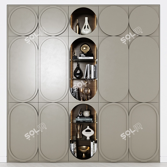 Modern Wardrobe 20 with Decorative Shelves 3D model image 1