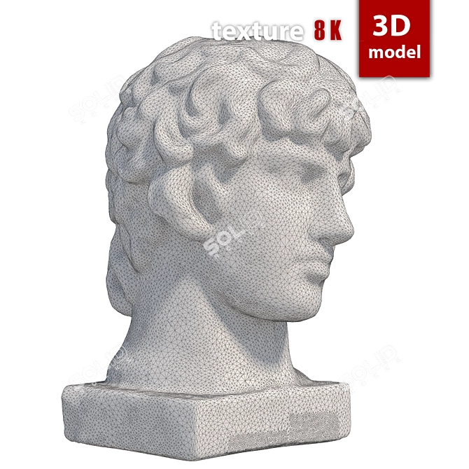 Title: Antinous Gypsum Head Replica 3D model image 4