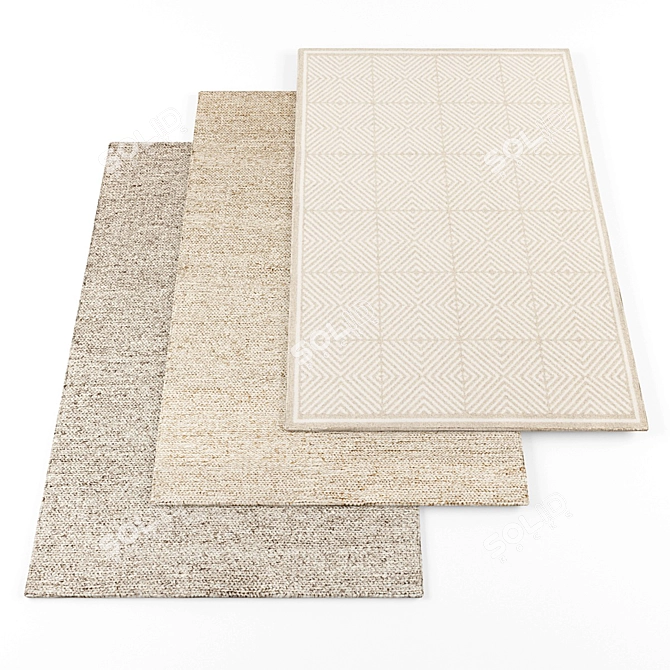 Modern High-Resolution Carpets (4-Pack) 3D model image 1