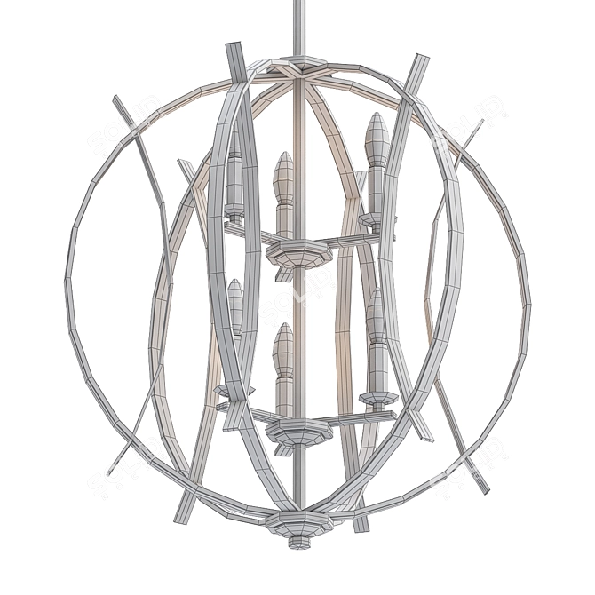 Sleek Spherical 6-Light Pendant 3D model image 2