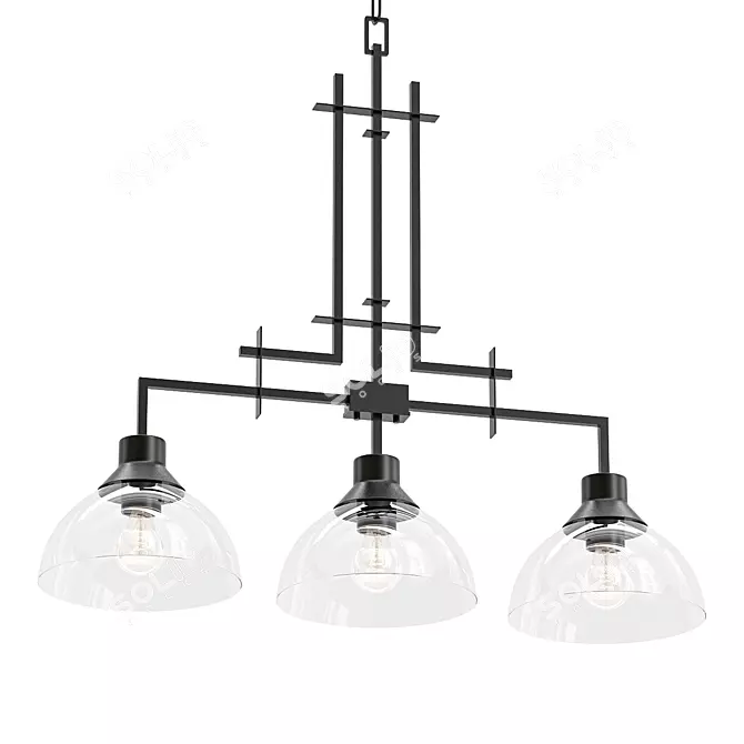 Elegant Bronze Glass Kitchen Chandelier 3D model image 1