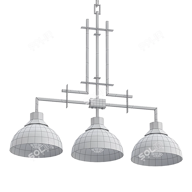 Elegant Bronze Glass Kitchen Chandelier 3D model image 2