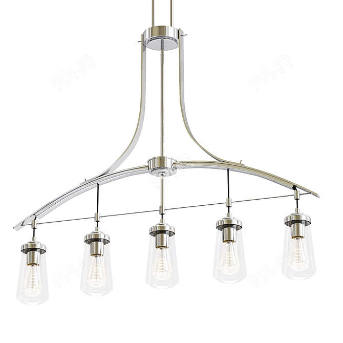 Elegant Brushed Nickel Kitchen Chandelier 3D model image 1