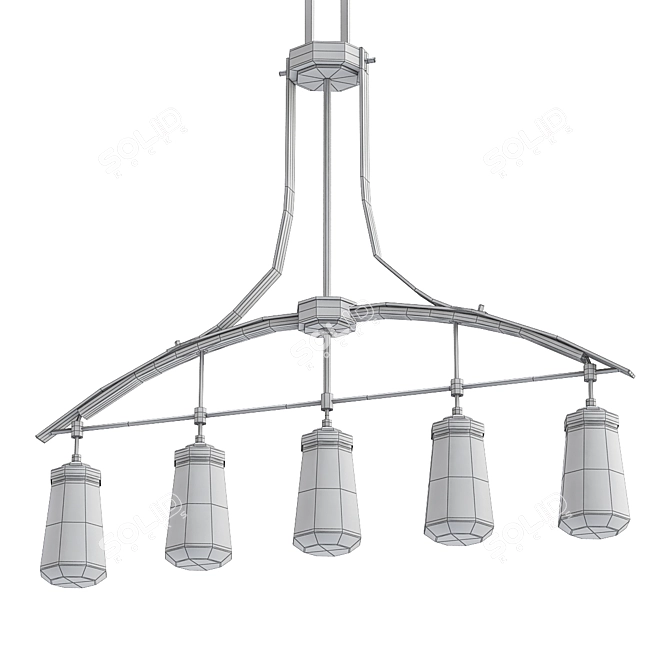 Elegant Brushed Nickel Kitchen Chandelier 3D model image 2