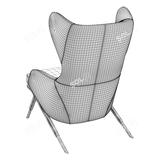 Amos Leather Accent Chair - Stylish and Elegant 3D model image 4