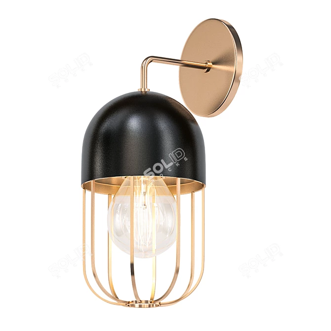 Modern Industrial Cage Wall Sconce 3D model image 1