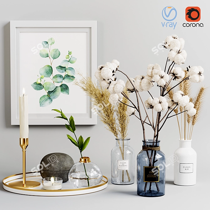 Decorative Set 02: Elegant Home Accents 3D model image 1