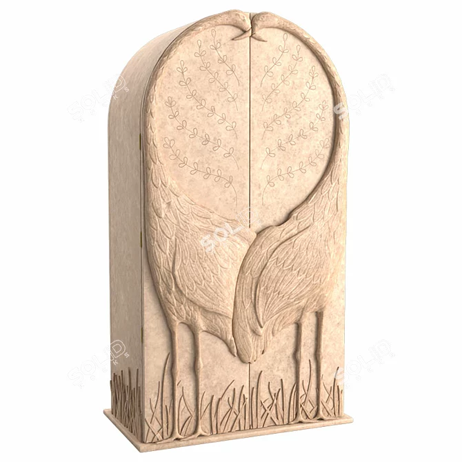 Ethereal Woodcarved Wardrobe 3D model image 1