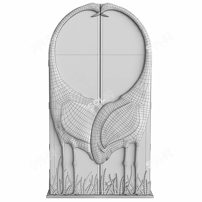 Ethereal Woodcarved Wardrobe 3D model image 3