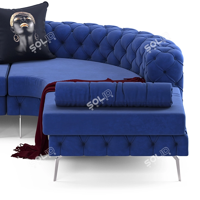 Stylish Chesterfield Corner Sofa 3D model image 3