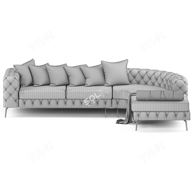 Stylish Chesterfield Corner Sofa 3D model image 5