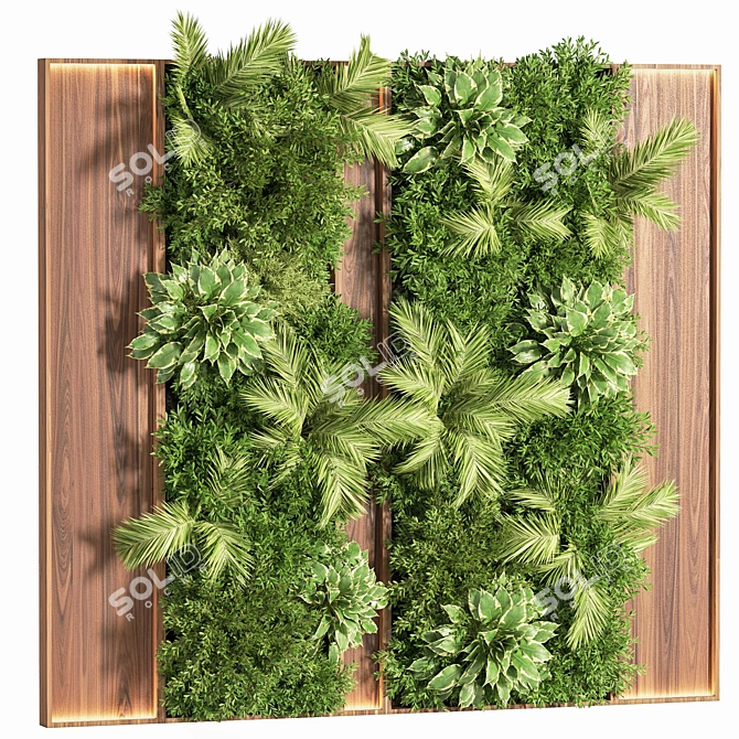 Natural Wood Planks & Vertical Garden 3D model image 2