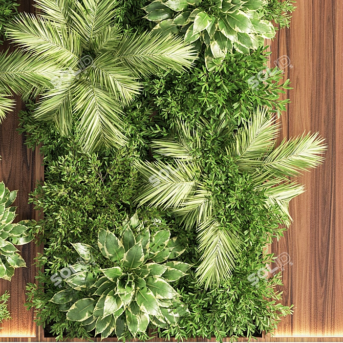 Natural Wood Planks & Vertical Garden 3D model image 4