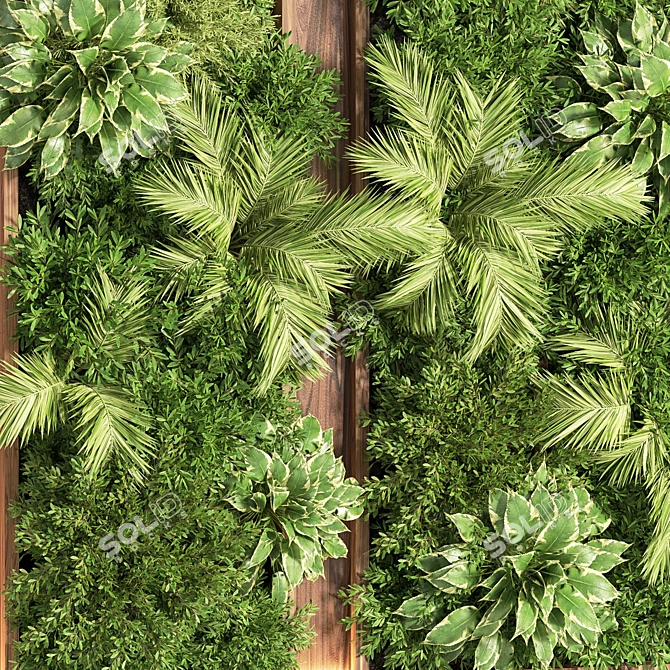 Natural Wood Planks & Vertical Garden 3D model image 5