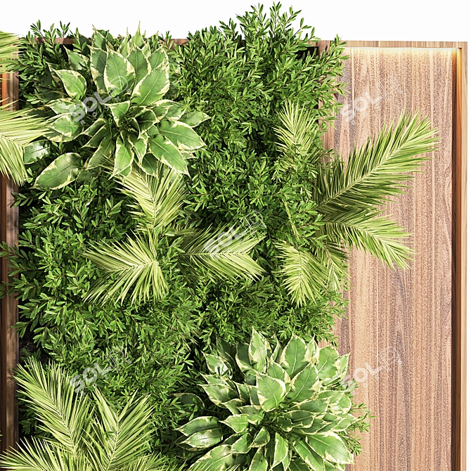 Natural Wood Planks & Vertical Garden 3D model image 6