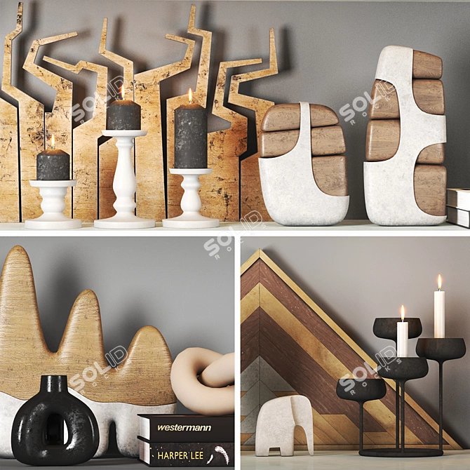 Elegant Home Decor Set 3D model image 4