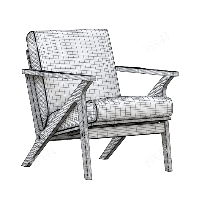 Vintage Distressed Leather Lounge Chair 3D model image 5