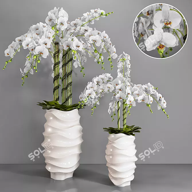 Elegant Orchid Vase 3D model image 1