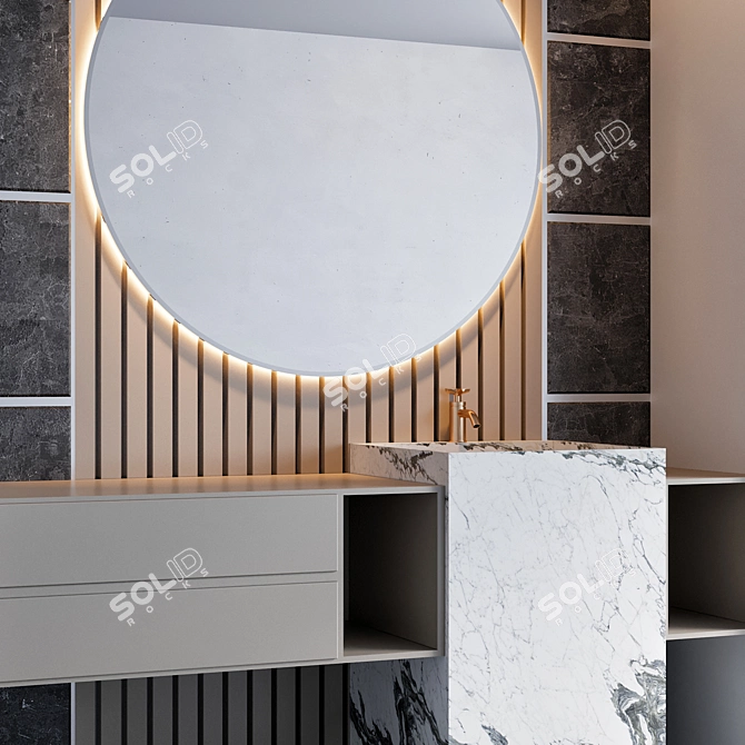 Modern Bathroom Furniture Set 3D model image 2