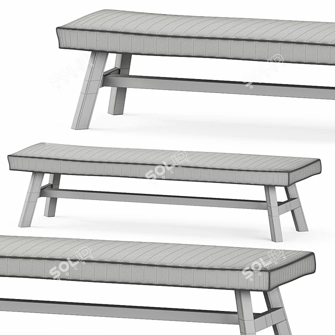 Modern GRAY 15 Upholstered Bench 3D model image 3
