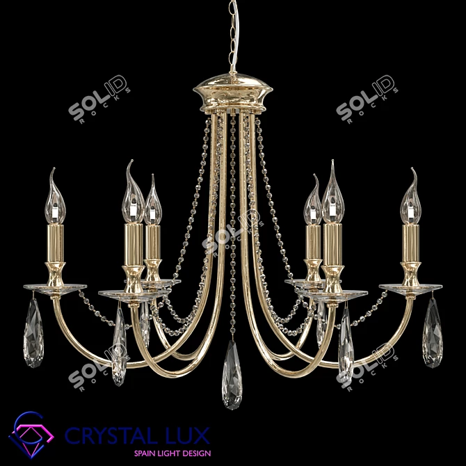 Victoria SP6 Gold/Amber Chandelier - Classic Elegance 3D model image 1