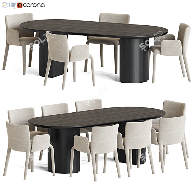 Modern Dining Set 119: Stylish & Versatile 3D model image 1