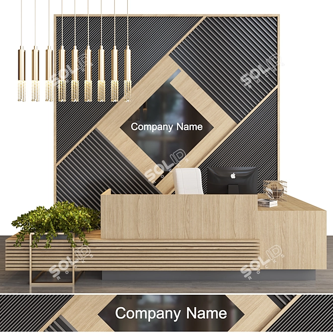 Sleek Modern Reception Desk 3D model image 1