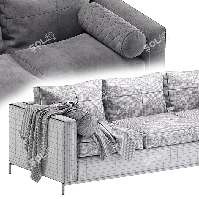 Luxury Velvet Sofa B&B Italia 3D model image 5