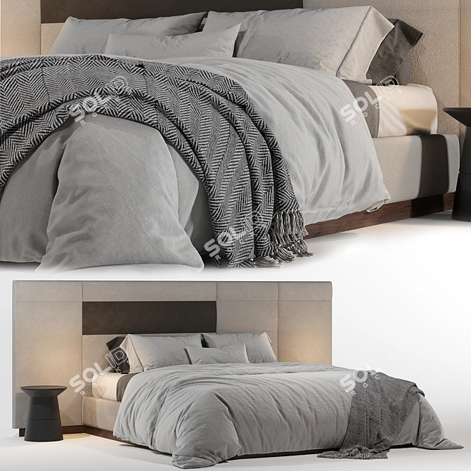 Quadrant Bed: Sleek and Stylish with Side Panels 3D model image 1