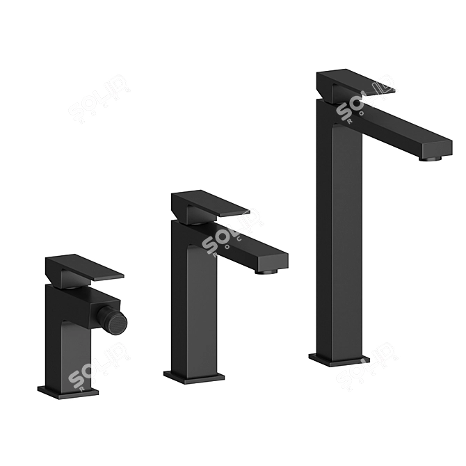 Elegant Paffoni Elle Black Faucet Set 3D model image 4