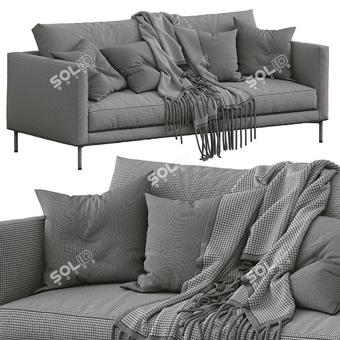 Modern Interface Leather Sofa 3D model image 4