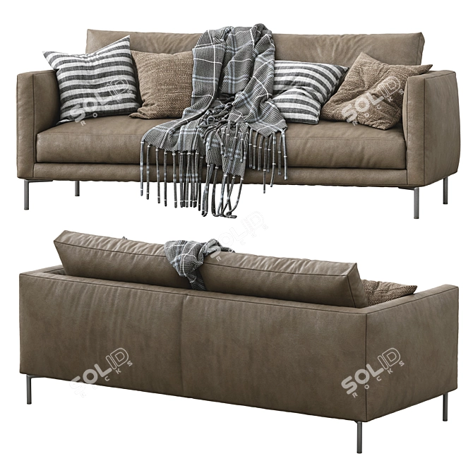 Modern Interface Leather Sofa 3D model image 6