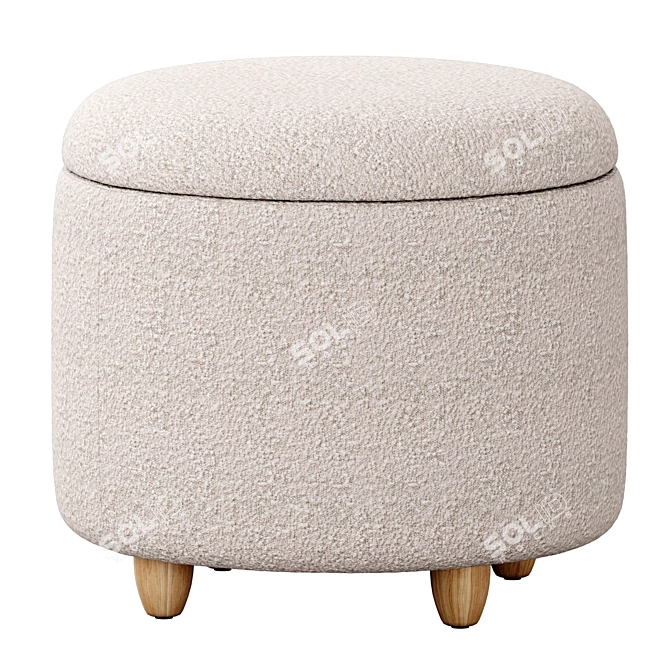 Boucle Louise Ottoman: Stylish Storage Solution 3D model image 1