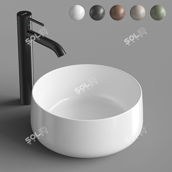 Elegant Cognac 35 Wash Basin 3D model image 4