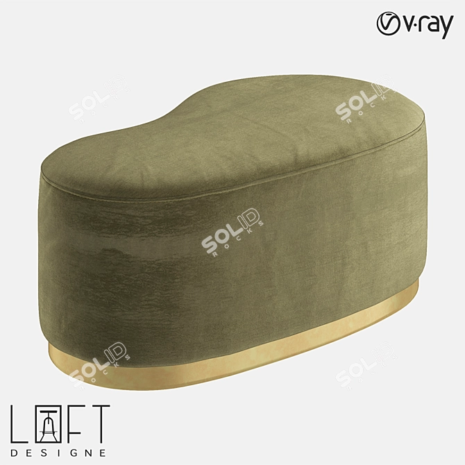 Industrial Metal and Fabric Stool 3D model image 1