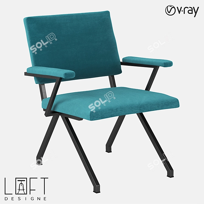 Modern Metal and Fabric Chair 3D model image 1