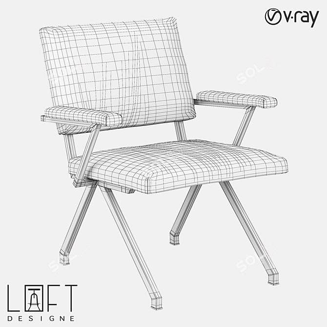 Modern Metal and Fabric Chair 3D model image 2