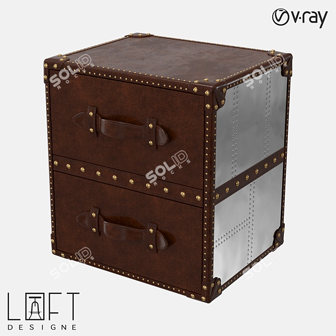 Sleek Metal and Leather Suitcase 3D model image 1