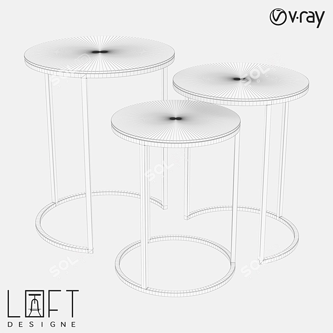 Modern Metal Coffee Table Set 3D model image 2