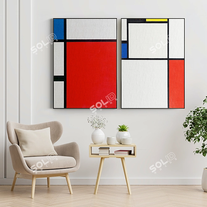 Minimal Abstract Frame | Set of 2 3D model image 4