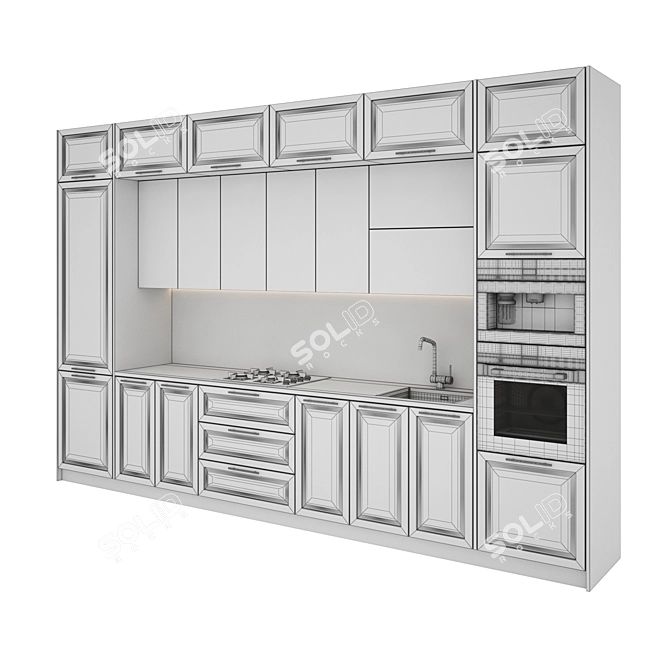  Contemporary Kitchen Set - Gas Hob, Oven, Coffee Machine, Sink & Hood 3D model image 5